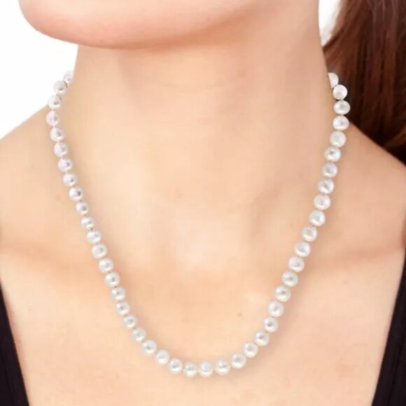 NWT - Macy's Effy Collection Cultured Freshwater White Pearl Necklace 18" - Picture 1 of 11